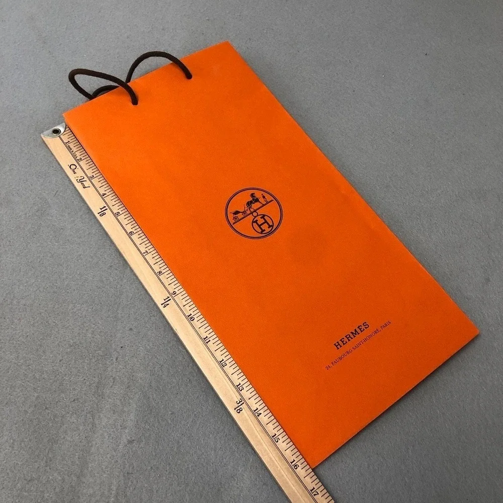 Hermes Authentic Orange Paper Shopping Bag Gift Small Rectangle 16x8.5x3.75